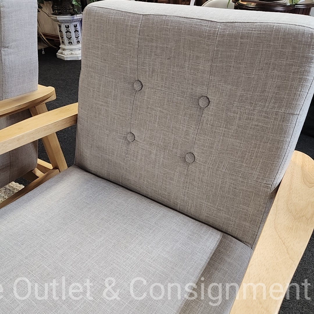 Grey Button Back Arm Chair
