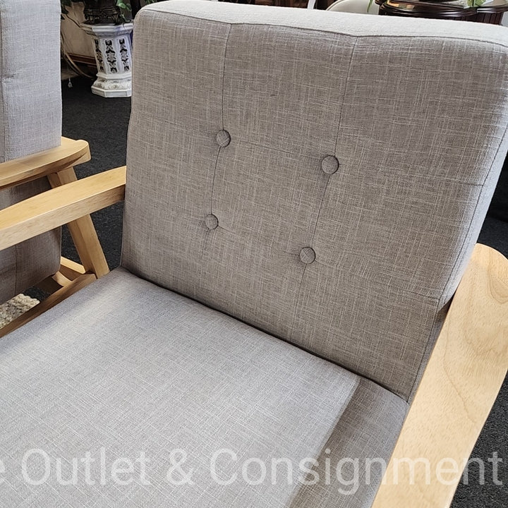 Grey Button Back Arm Chair