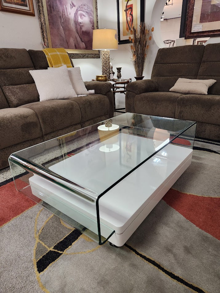 Glass top Clove II White Coffee Table