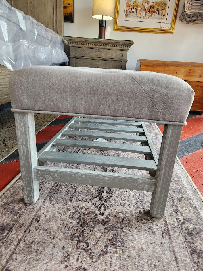 Grey Tufted Bench