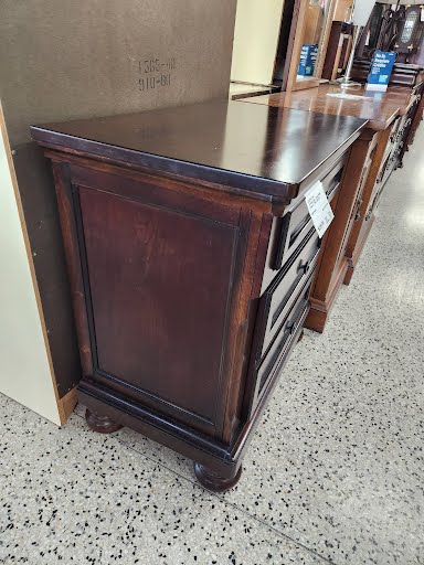 Dark Wood Three Drawer Nightstand