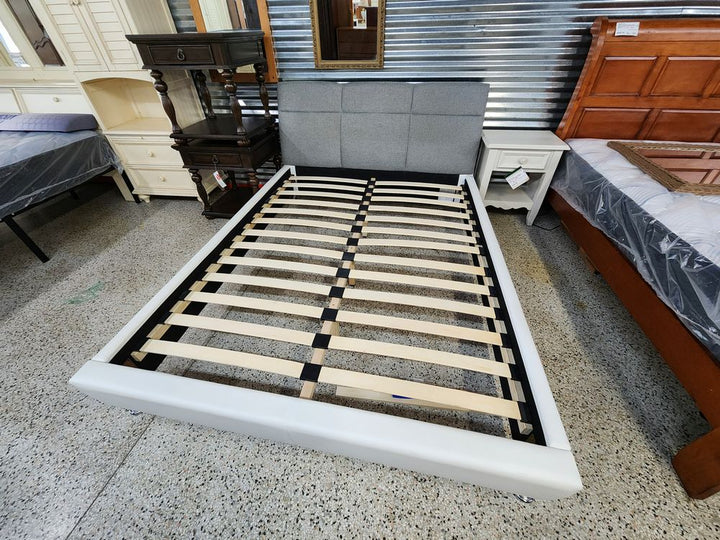 Gray/Beige Queen Platform Bed