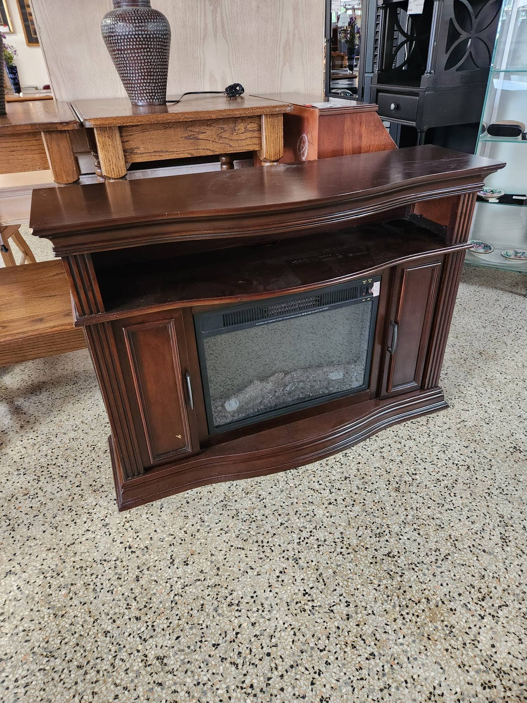 Dark Wood Console Fireplace