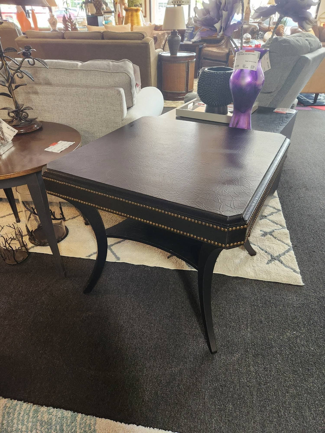 Black Crackle Design Entry End Table