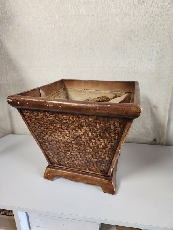 Wicker And Wood Box Planter Home Item