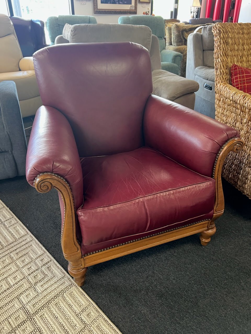 Thomasville Burgundy Leather ArmChair