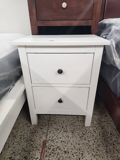Two Drawer White Nightstand