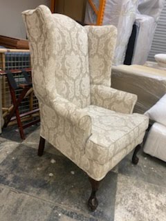 Set of 2 Damask Wingback Chairs
