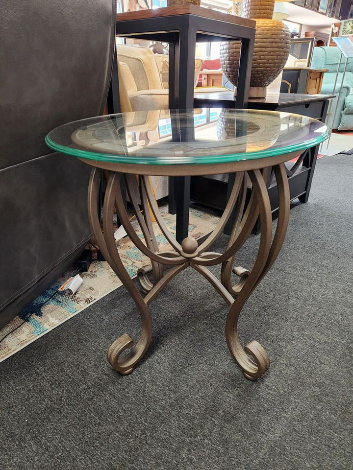 Round Glass Top End Table