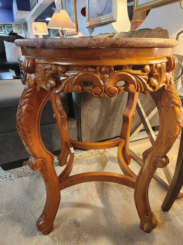 24" Round Marble Top End Table