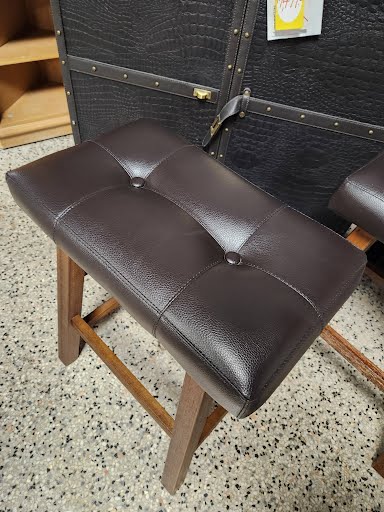 Dark Brown Faux Leather Barstools (Set of 2)