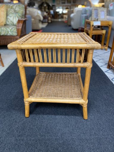 Bamboo Glass Top End Table