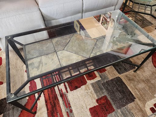 Coffee Table Metal Base Glass Top