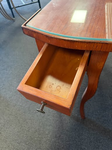 Mid-Century End Table Glass Top