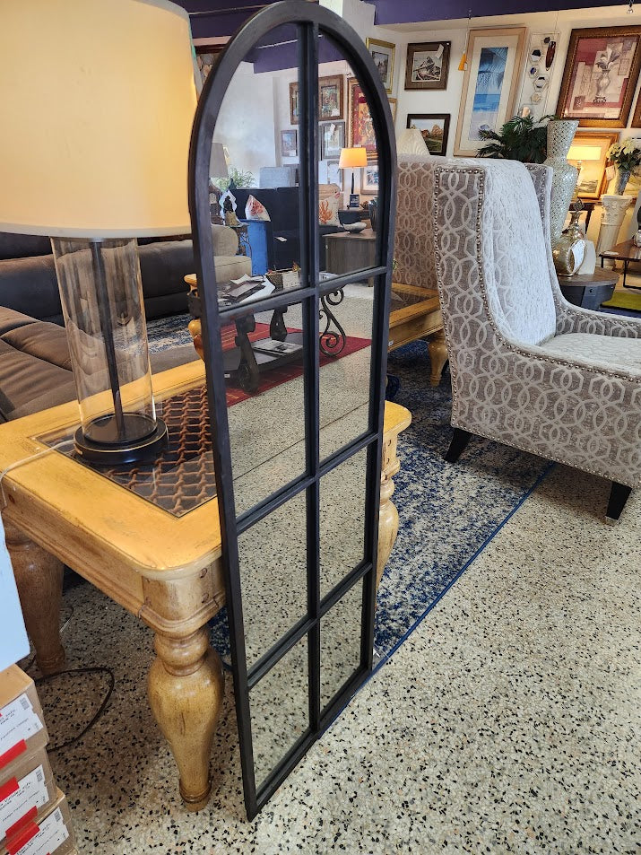 Black Metal Arched Mirror