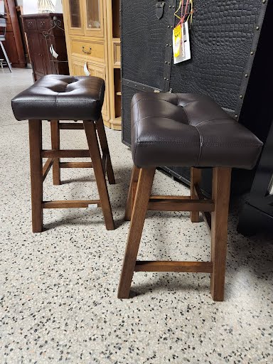 Dark Brown Faux Leather Barstools (Set of 2)