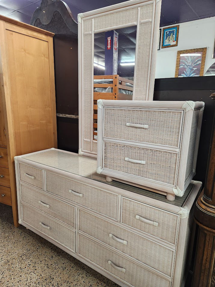 rattan dresser Boho Chic 6-Drawer Dresser | Natural Oak & Walnut Storage