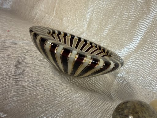 Glass Striped Bowl Home Item