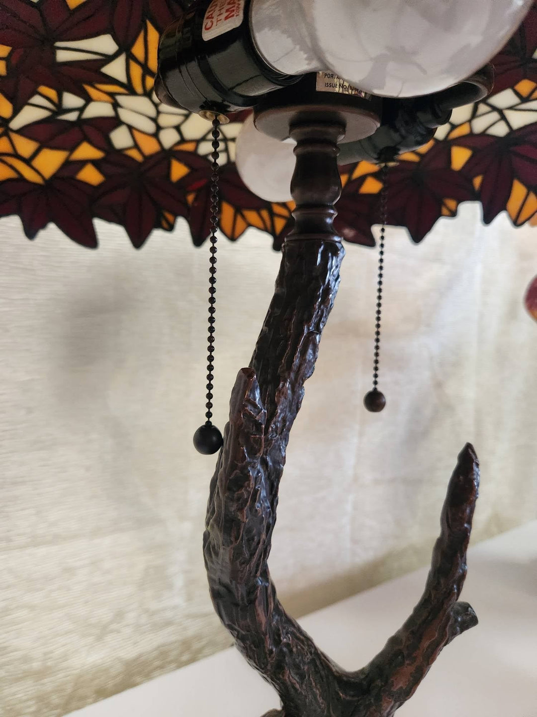 Antique Maple Leaf Stained Glass Table Lamp