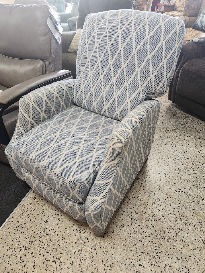 Push Back Blue And White Recliner