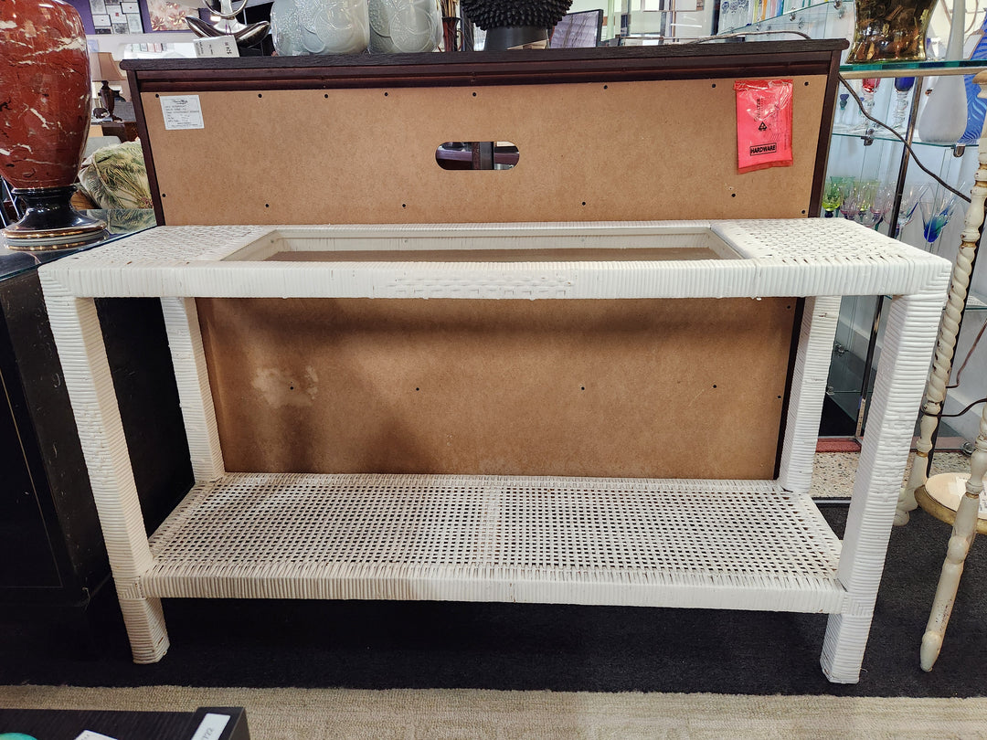 Wicker/Rattan Glass Insert Console Table