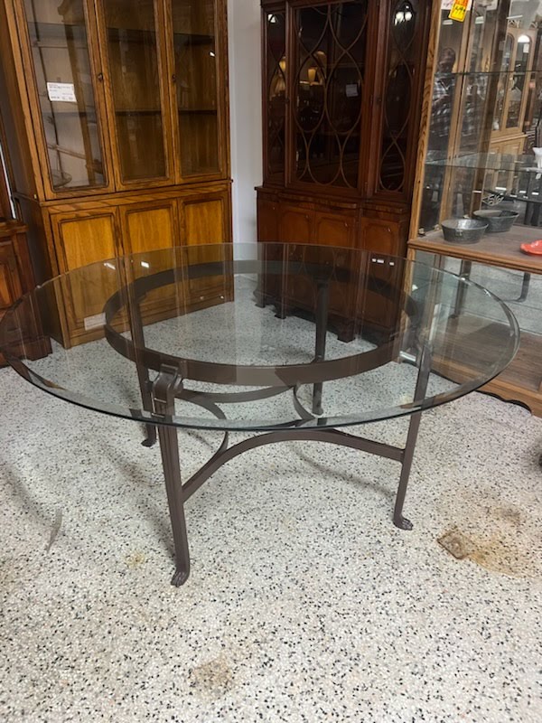 60" Round Glass Top Dining Table