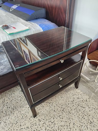 Nightstand Two Drawers Dark Wood