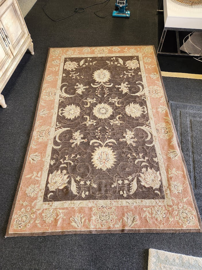 Brown and beige\pink floral area rug
