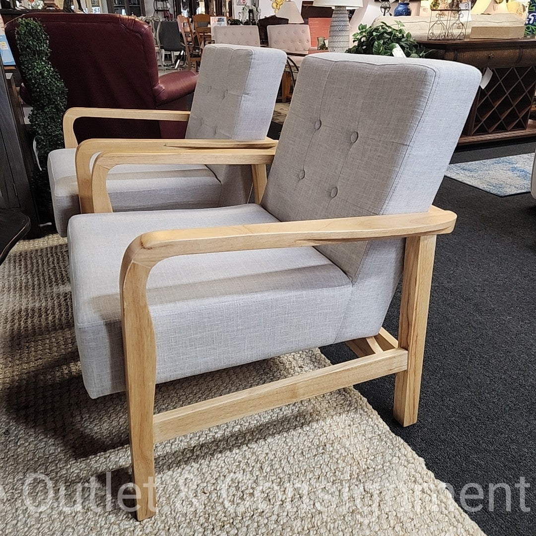 Grey Button Back Arm Chair
