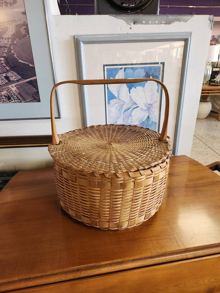 Antique New England Covered Splint Basket