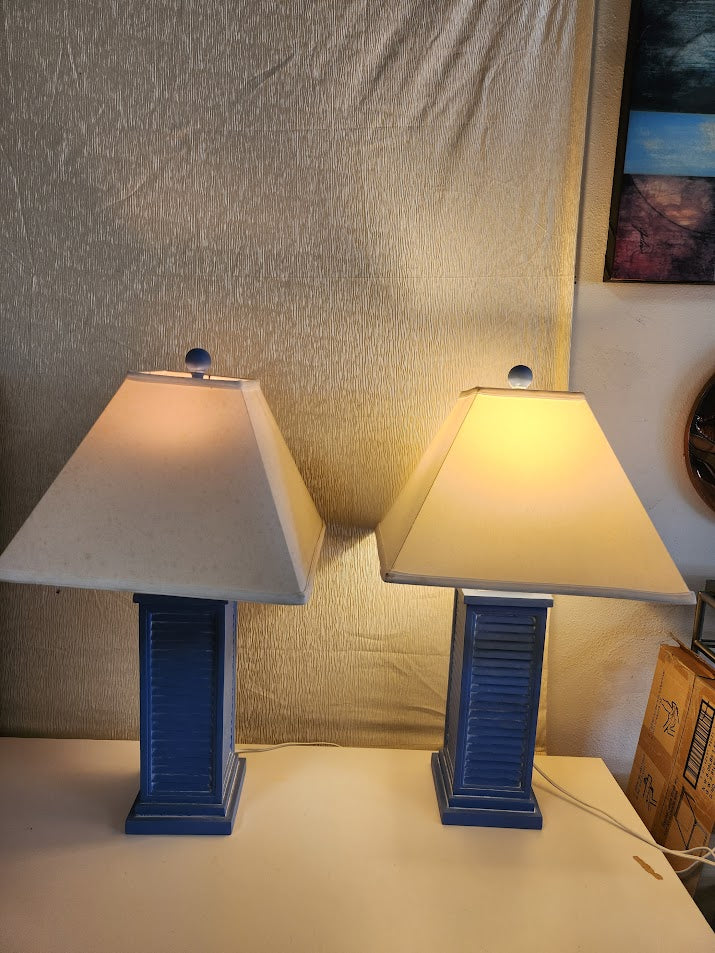 31"H Navy Blue Shutter Table Lamps