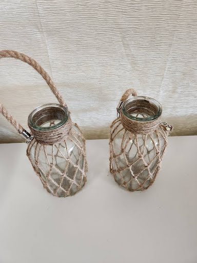SET OF 2- Rustic Hanging Mason Nautical Jar