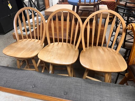 SET OF 3- Maple Swivel Counter Stools