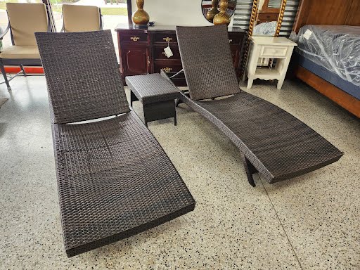 3pc Set | Two Poly Wicker Lounge Chairs and Table
