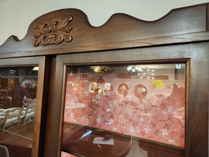 2PC Carved Wood China Cabinet