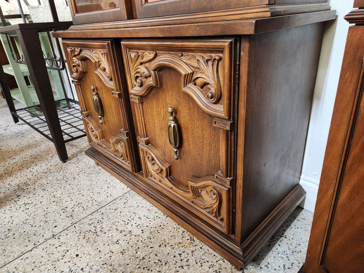 2PC Carved Wood China Cabinet
