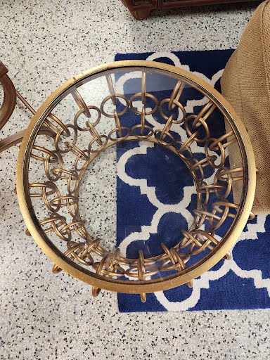 Gold Chain Glass Top End Table