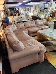 Dusty Mauve Leather Drexel Sectional