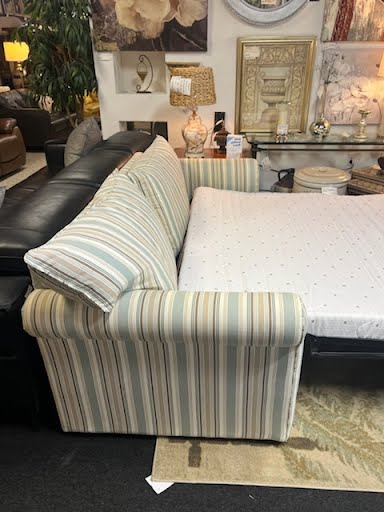 Striped Rolled Arm Sleeper Sofa