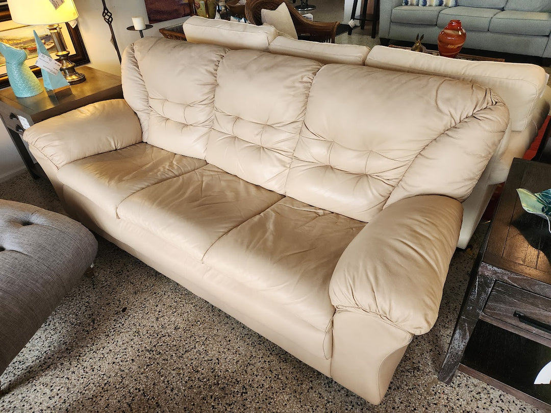 3-seat beige "leather like" sofa