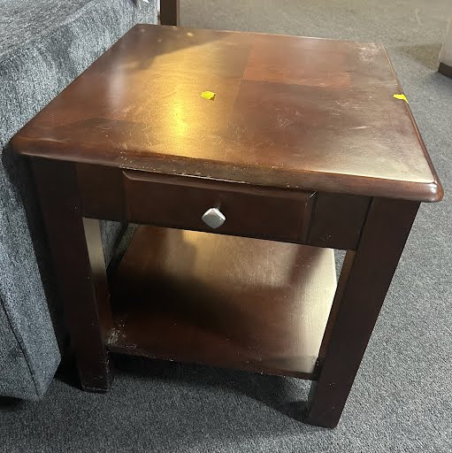 Dark Wood Single Drawer End Table