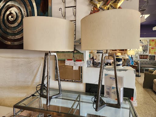 SET OF 2- Ashley Furniture Pewter Table Lamps