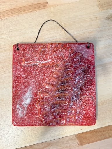 Red Tile Seahorse Wall Art