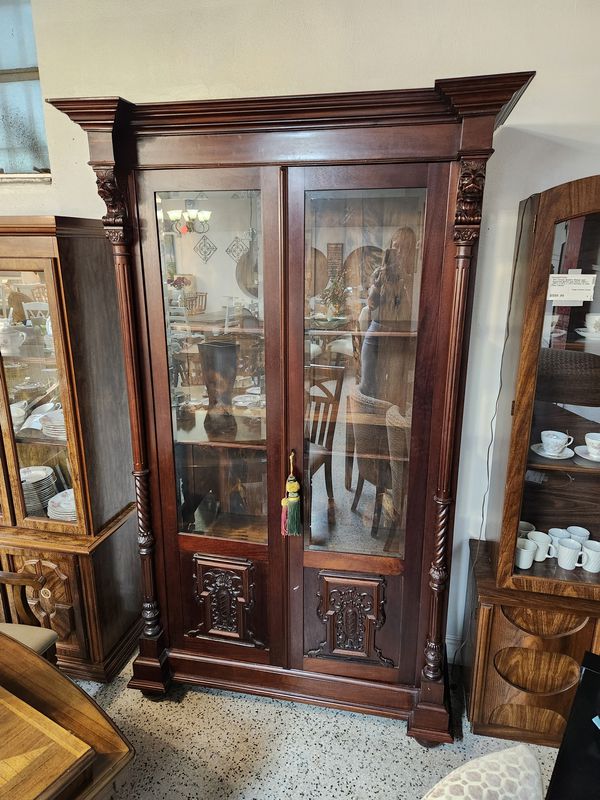 Carved Wood display China Cabinet