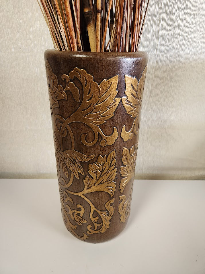 Gold Vase With Bamboo Sticks