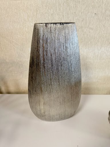 14"H Silver Ceramic Vase