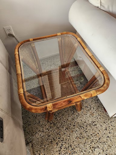 3 PIECES-Bamboo Glass End Tables / Coffee Table Set