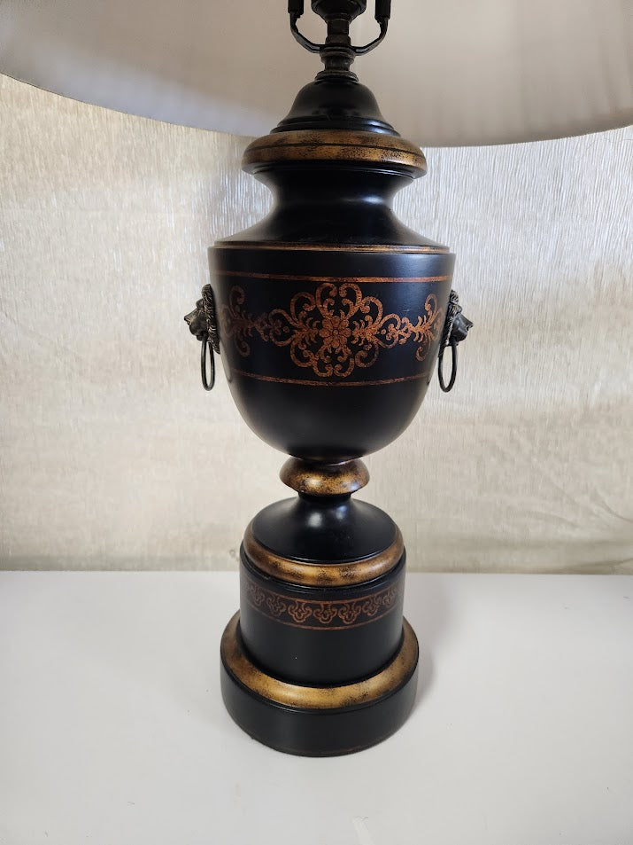 35'H Black And Gold Urn Style Table Lamp