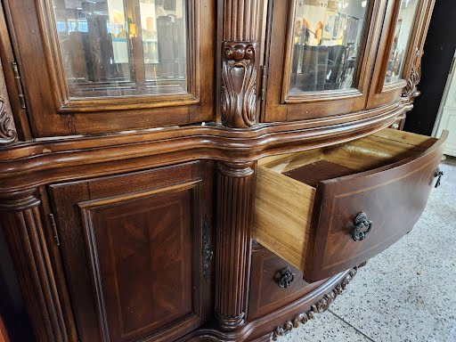 70" Dark Wood China Cabinet