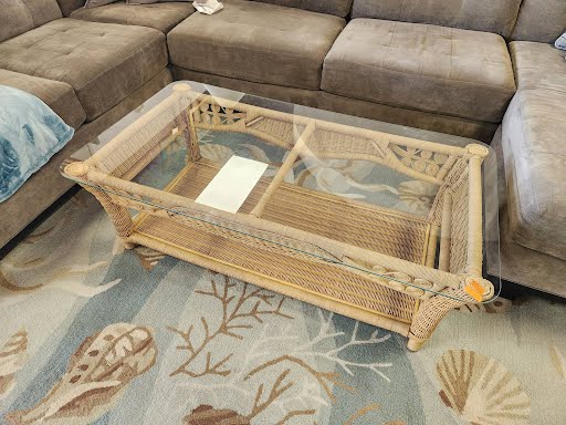 Coffee Table Glass Top Bamboo Base